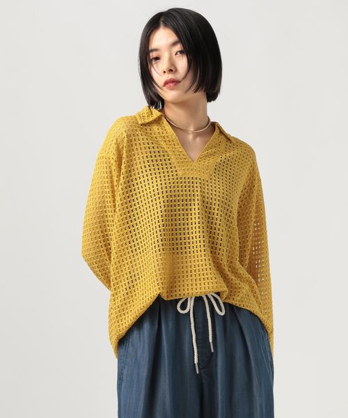 BAYFLOW キーネックメッシュプルオーバー イエロー FREE ウィメンズインナー ベイフロー 578692 and ST アンドエスティ(旧ドットエスティ) BAYFLOW キーネックメッシュプルオーバー イエロー FREE ウィメンズインナー ベイフロー 578692 and ST アンドエスティ(旧ドットエスティ)
