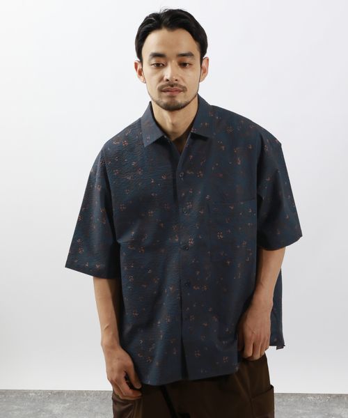 BAYFLOW 【接触冷感】クールタッチ柄シャツ ネイビー L メンズインナー ベイフロー 580638 and ST アンドエスティ(旧ドットエスティ) BAYFLOW 【接触冷感】クールタッチ柄シャツ ネイビー L メンズインナー ベイフロー 580638 and ST アンドエスティ(旧ドットエスティ)