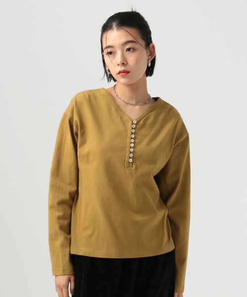 BAYFLOW ヘンリーネックロングスリーブプルオーバー イエロー FREE ウィメンズインナー ベイフロー 585256 and ST アンドエスティ（旧ドットエスティ）