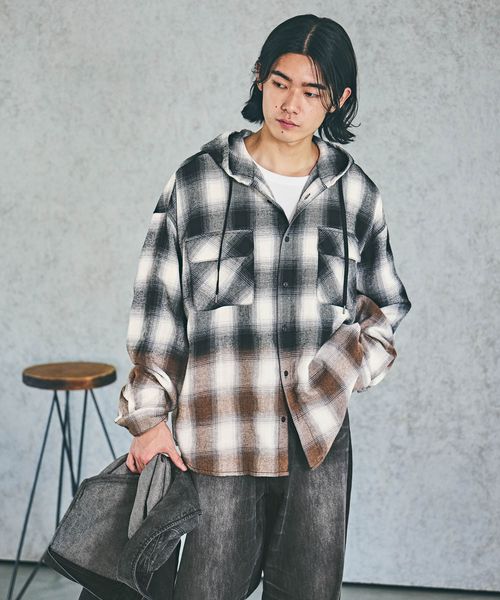 BAYFLOW ブリーチフードチェックシャツ シルバー FREE メンズインナー ベイフロー 587546 and ST アンドエスティ(旧ドットエスティ) BAYFLOW ブリーチフードチェックシャツ シルバー FREE メンズインナー ベイフロー 587546 and ST アンドエスティ(旧ドットエスティ)