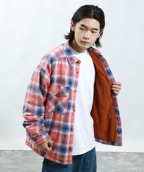 BAYFLOW ヴィンテージライクボアシャツ レッド M メンズインナー ベイフロー 595407 and ST アンドエスティ（旧ドットエスティ）