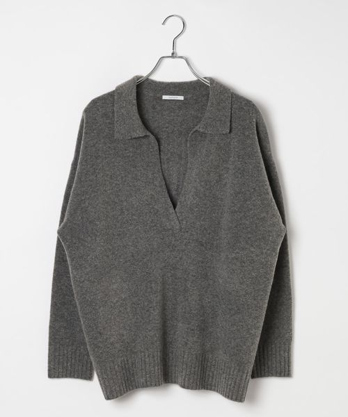 BAYFLOW 襟付きキーネックニットプルオーバー チャコールグレー FREE ウィメンズインナー ベイフロー 595603 and ST アンドエスティ（旧ドットエスティ）