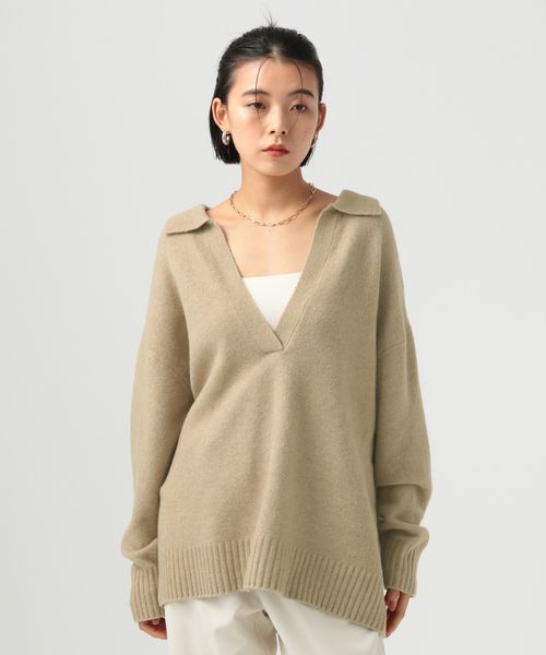 BAYFLOW 襟付きキーネックニットプルオーバー ブラウン FREE ウィメンズインナー ベイフロー 595603 and ST アンドエスティ（旧ドットエスティ）