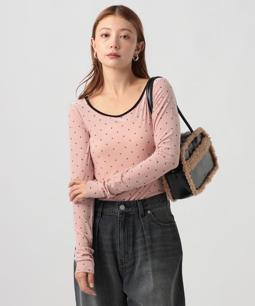 BAYFLOW [WEB限定]ドットベロアロングスリーブ ピンク FREE ウィメンズインナー ベイフロー 599884 and ST アンドエスティ（旧ドットエスティ）