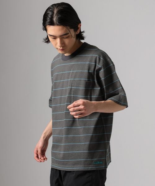 BAYFLOW �yL. L.Bean/�G���G���r�[���zUnionShort-Sleeve StripedT-Shirt �`���R�[���O���[ L �����Y�C���i�[ �x�C�t���[ 634964 and ST �A���h�G�X�e�B�i���h�b�g�G�X�e�B�j