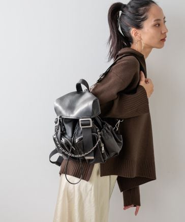 ブラックレザー デザイン リュック archive Y2K 古着 ブラックレザー デザイン リュック archive Y2K 古着 ブラック