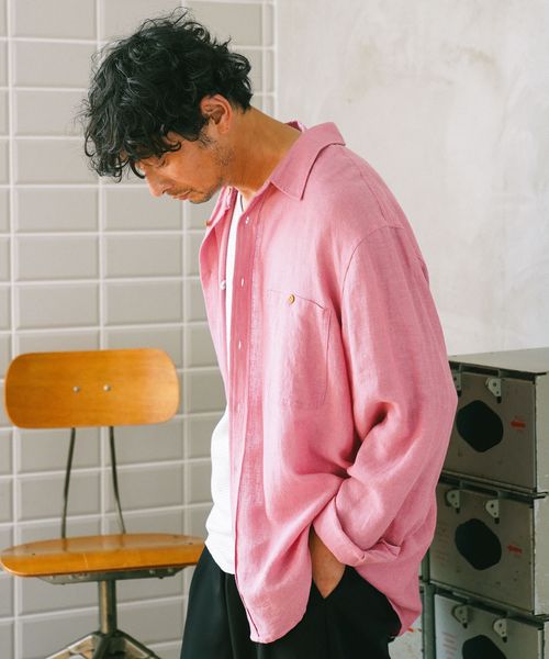 BAYFLOW ノルマンディーリネン長袖シャツ ピンク S メンズインナー ベイフロー 976849 and ST アンドエスティ(旧ドットエスティ) BAYFLOW ノルマンディーリネン長袖シャツ ピンク S メンズインナー ベイフロー 976849 and ST アンドエスティ(旧ドットエスティ)