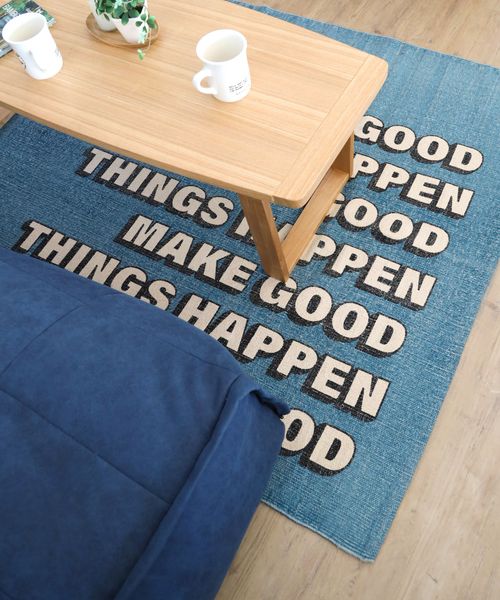 BAYFLOW [洗濯機OK]BFタイポラグマット130×180 インテリアＦＡＢ ブルー ベイフロー 988483 and ST アンドエスティ（旧ドットエスティ）