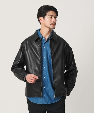 WEB限定 WARDROBE SMART】レザーライク ジップ ブルゾン | [公式