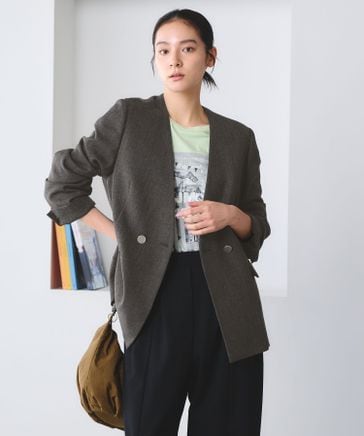 WEB限定 Wardrobe DAILY MINIMAL】メランジ ダブルノーカラー