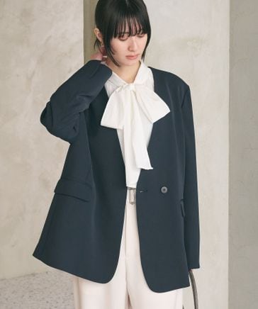 WEB限定 Wardrobe DAILY MINIMAL】リボンタイブラウス -2WAY/ウォッシ