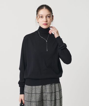 ウールポリエステル ハイゲージタートルネックニット ウォッシャブル