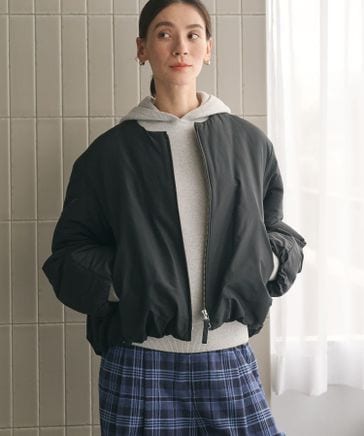 ビューティー＆ユース ユナイテッドアローズ（BEAUTY&YOUTH）/ポリエステルブレンド ノーカラーバルーンジップブルゾン ポリエステルブレンド ノーカラーバルーンジップブルゾン | [公式