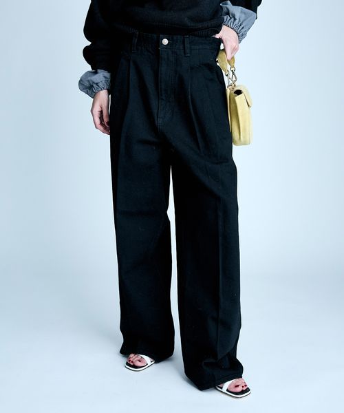 BRILL DENIM 2タックパンツ ブラック 36インチ ウィメンズボトムス ブリル 252197 and ST アンドエスティ(旧ドットエスティ) BRILL DENIM 2タックパンツ ブラック 36インチ ウィメンズボトムス ブリル 252197 and ST アンドエスティ(旧ドットエスティ)