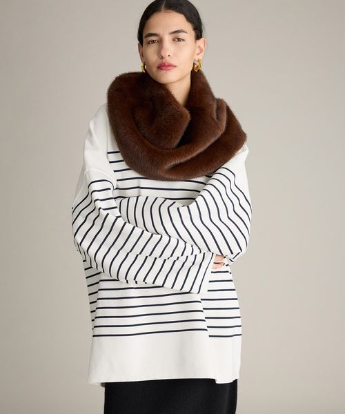 BRILL ミラノリブボーダープルオーバー ホワイト FREE ウィメンズインナー ブリル 575604 and ST アンドエスティ（旧ドットエスティ）