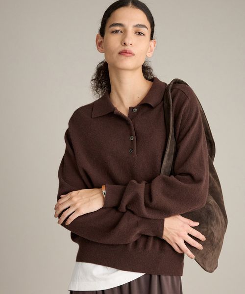 BRILL 【NEW】カシミヤポロプルオーバー レオパード FREE ウィメンズインナー ブリル 587901 and ST アンドエスティ（旧ドットエスティ）