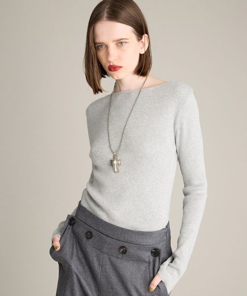 BRILL バックスリット リブプルオーバー ライトグレー FREE ウィメンズインナー ブリル 595660 and ST アンドエスティ（旧ドットエスティ）