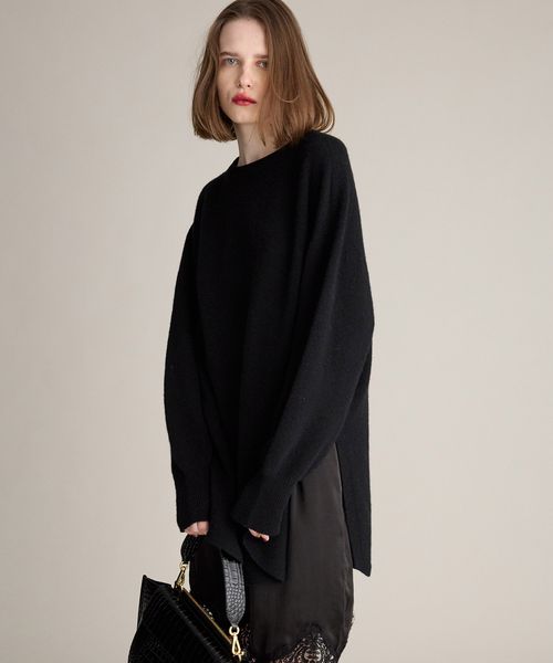 BRILL 【NEW】ラムウールラウンドヘムプルオーバー ブラック FREE ウィメンズインナー ブリル 595668 and ST アンドエスティ（旧ドットエスティ）