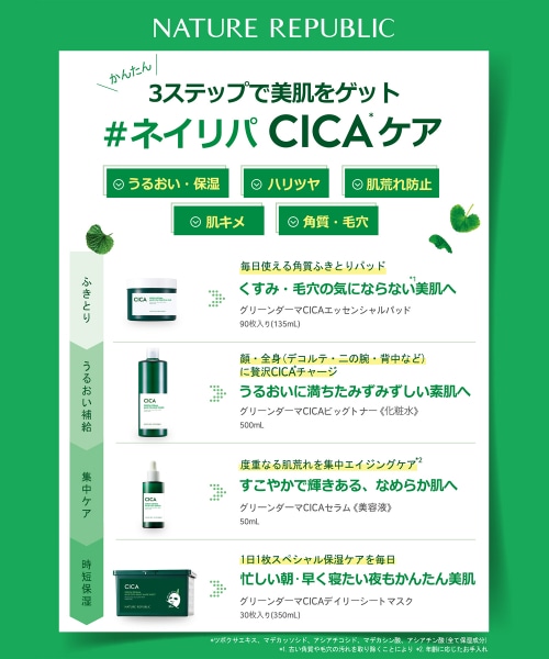 NATURE REPUBLIC/グリーンダーマCICAエッセンシャルパッド | [公式]カレイドエビーチェ（CALEIDO ET BICE）通販