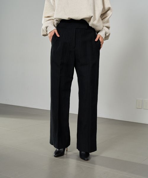 Chaos 【新色入荷】ウィンターヘリンボーンストレートパンツ ブラック 38インチ ウィメンズボトムス カオス 127246 and ST アンドエスティ（旧ドットエスティ）