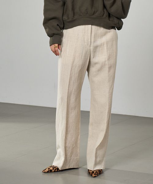 Chaos 【新色入荷】ウィンターヘリンボーンストレートパンツ ブラウン 38インチ ウィメンズボトムス カオス 127246 and ST アンドエスティ（旧ドットエスティ）