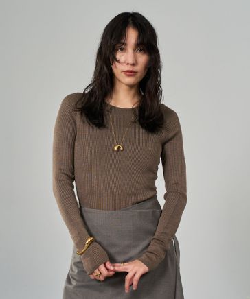 Chaos 18Gシルクリブ クルーネックニット グレー Chaos 18Gシルクリブ クルーネックニット グレー カオス 18Gシルク