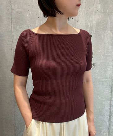 tシャツ Chaos(カオス)/NICENICE MOMENTオープンショルダーハーフスリーブニットトップス レディース 追加＆新色入荷！＞【NICENICE MOMENT】オープンショルダー