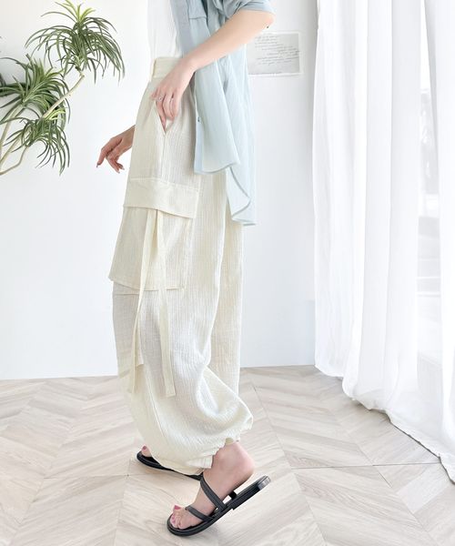 classical elf 《Javaジャバコラボ》ガーゼ素材で涼やか。楊柳ダブルガーゼサイドリボンカーゴパンツ オフホワイト L ウィメンズボトムス_JV クラシカルエルフ 292867 and ST アンドエスティ(旧ドットエスティ) classical elf 《Javaジャバコラボ》ガーゼ素材で涼やか。楊柳ダブルガーゼサイドリボンカーゴパンツ オフホワイト L ウィメンズボトムス_JV クラシカルエルフ 292867 and ST アンドエスティ(旧ドットエスティ)