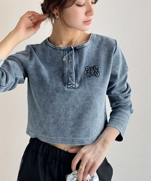 classical elf 【mily bilet】ロゴ刺繍ヘンリーネッククロップドテレコリブカットソーmi0789004 ダークブルー L ウィメンズインナー_MB クラシカルエルフ 292924 and ST アンドエスティ(旧ドットエスティ) classical elf 【mily bilet】ロゴ刺繍ヘンリーネッククロップドテレコリブカットソーmi0789004 ダークブルー L ウィメンズインナー_MB クラシカルエルフ 292924 and ST アンドエスティ(旧ドットエスティ)