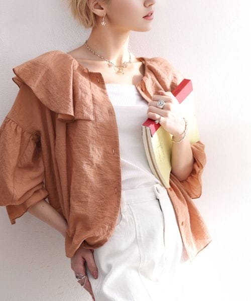 classical elf 大人なシアー魅せ。2wayラッフルフリルビッグカラーシアー素材ブラウスce1010028 イエロー M ウィメンズインナー_CE クラシカルエルフ 292964 and ST アンドエスティ(旧ドットエスティ) classical elf 大人なシアー魅せ。2wayラッフルフリルビッグカラーシアー素材ブラウスce1010028 イエロー M ウィメンズインナー_CE クラシカルエルフ 292964 and ST アンドエスティ(旧ドットエスティ)