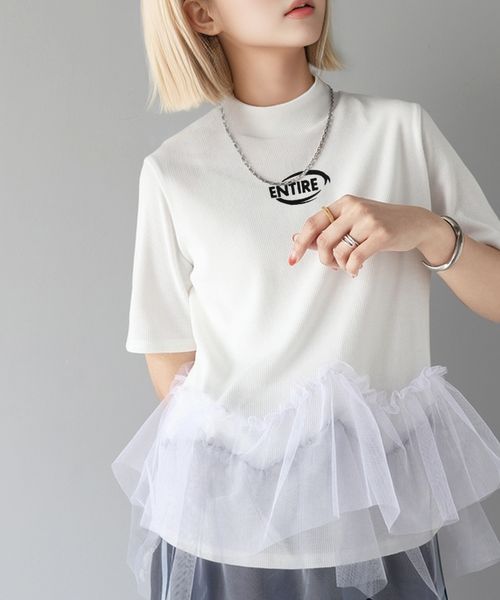 classical elf 甘さの中にカジュアル要素も取り入れた1枚。チュールフリルモックネックTシャツce1010304 ライトグレー M ウィメンズインナー_CE クラシカルエルフ 292980 and ST アンドエスティ(旧ドットエスティ) classical elf 甘さの中にカジュアル要素も取り入れた1枚。チュールフリルモックネックTシャツce1010304 ライトグレー M ウィメンズインナー_CE クラシカルエルフ 292980 and ST アンドエスティ(旧ドットエスティ)