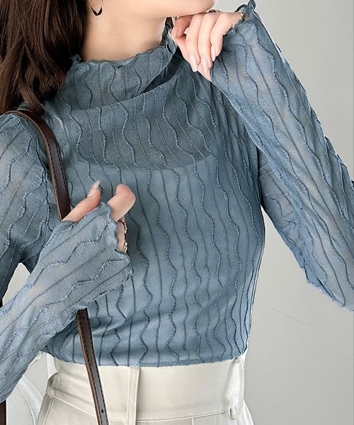classical elf さりげなく個性的。フィンガーホール付柄シアーメロートップス ce1050087 ライトブルー M ウィメンズインナー_CE クラシカルエルフ 293072 and ST アンドエスティ(旧ドットエスティ) classical elf さりげなく個性的。フィンガーホール付柄シアーメロートップス ce1050087 ライトブルー M ウィメンズインナー_CE クラシカルエルフ 293072 and ST アンドエスティ(旧ドットエスティ)
