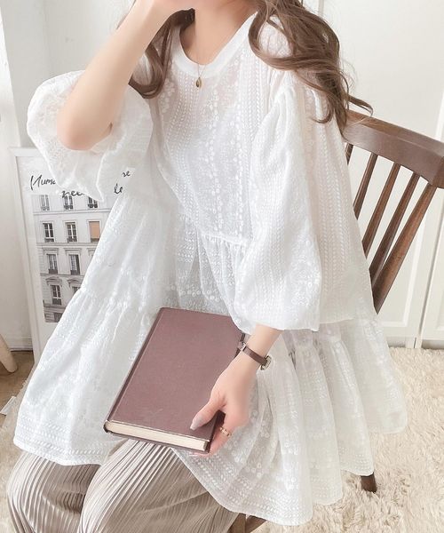 classical elf 1枚で旬顔!シアー刺繍3WAYバルーンスリーブティアードブラウスce1070094 ホワイト S ウィメンズインナー_CE クラシカルエルフ 293126 and ST アンドエスティ(旧ドットエスティ) classical elf 1枚で旬顔!シアー刺繍3WAYバルーンスリーブティアードブラウスce1070094 ホワイト S ウィメンズインナー_CE クラシカルエルフ 293126 and ST アンドエスティ(旧ドットエスティ)