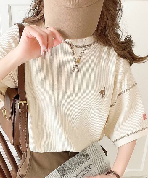 classical elf 《JaVa ジャバコラボ》ポコポコ素材が今の気分♪胸刺繍&配色ステッチワッフル半袖Tシャツ オフホワイト L ウィメンズインナー_JV クラシカルエルフ 293317 and ST アンドエスティ(旧ドットエスティ) classical elf 《JaVa ジャバコラボ》ポコポコ素材が今の気分♪胸刺繍&配色ステッチワッフル半袖Tシャツ オフホワイト L ウィメンズインナー_JV クラシカルエルフ 293317 and ST アンドエスティ(旧ドットエスティ)