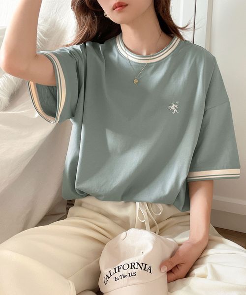 classical elf 《JaVa ジャバコラボ》綿100%シルケット 配色刺繍シンプル半袖Tシャツjv1050074 グリーン M ウィメンズインナー_JV クラシカルエルフ 293463 and ST アンドエスティ(旧ドットエスティ) classical elf 《JaVa ジャバコラボ》綿100%シルケット 配色刺繍シンプル半袖Tシャツjv1050074 グリーン M ウィメンズインナー_JV クラシカルエルフ 293463 and ST アンドエスティ(旧ドットエスティ)