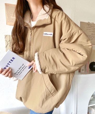 JAVAジャバ 別注》リバーシブルハーフジップナイロンボアブルゾン  