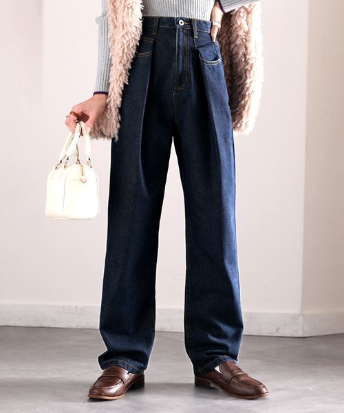 classical elf 深めのタックが印象的。ハイウエストデニム&チノ タックワイドパンツcla803070 ブルー M ウィメンズボトムス_CE クラシカルエルフ 293681 and ST アンドエスティ(旧ドットエスティ) classical elf 深めのタックが印象的。ハイウエストデニム&チノ タックワイドパンツcla803070 ブルー M ウィメンズボトムス_CE クラシカルエルフ 293681 and ST アンドエスティ(旧ドットエスティ)