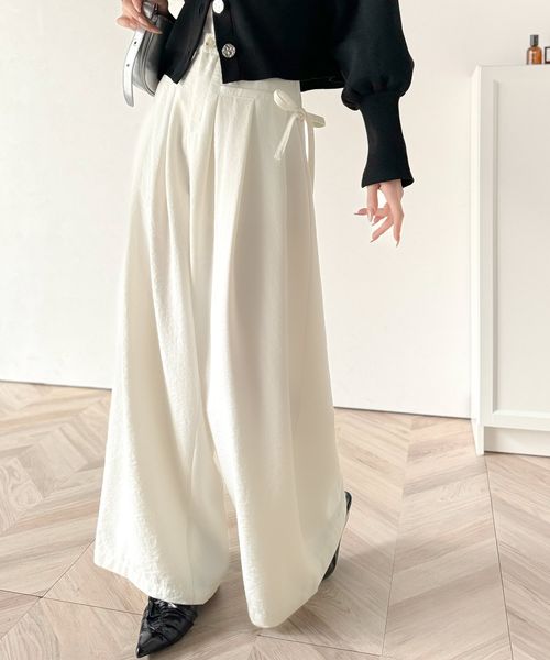 classical elf サイドリボンポケット付き3タックワイドパンツ ホワイト XL ウィメンズボトムス_CE クラシカルエルフ 321719 and ST アンドエスティ(旧ドットエスティ) classical elf サイドリボンポケット付き3タックワイドパンツ ホワイト XL ウィメンズボトムス_CE クラシカルエルフ 321719 and ST アンドエスティ(旧ドットエスティ)