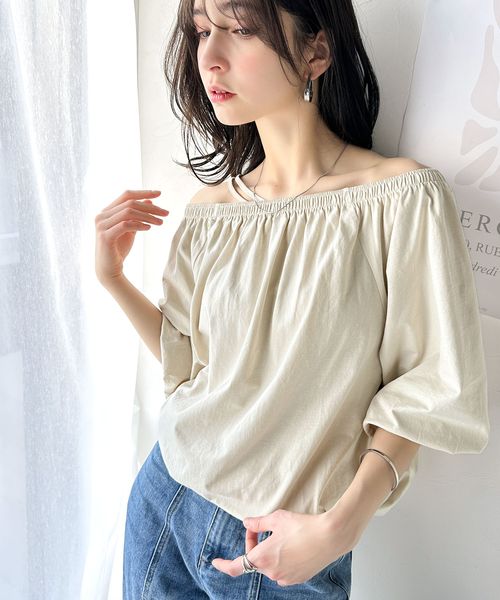 classical elf 綿100%シルケット加工ギャザー使いバルーンシルエットアシメブラウス(半袖)ce1260381 オフホワイト S ウィメンズインナー_CE クラシカルエルフ 321738 and ST アンドエスティ(旧ドットエスティ) classical elf 綿100%シルケット加工ギャザー使いバルーンシルエットアシメブラウス(半袖)ce1260381 オフホワイト S ウィメンズインナー_CE クラシカルエルフ 321738 and ST アンドエスティ(旧ドットエスティ)