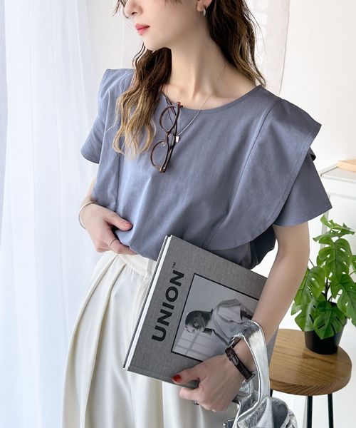 classical elf 女性らしさ漂う、綿100%シルケット加工ラッフルショルダーTシャツ(半袖)ce1260380 ライトブルー L ウィメンズインナー_CE クラシカルエルフ 321745 and ST アンドエスティ(旧ドットエスティ) classical elf 女性らしさ漂う、綿100%シルケット加工ラッフルショルダーTシャツ(半袖)ce1260380 ライトブルー L ウィメンズインナー_CE クラシカルエルフ 321745 and ST アンドエスティ(旧ドットエスティ)
