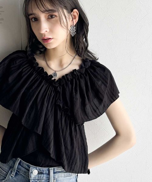 classical elf 大人ガーリーに見せる。2wayオフショルフリルデザインシアーブラウスce1070139 ブラック M ウィメンズインナー_CE クラシカルエルフ 321759 and ST アンドエスティ(旧ドットエスティ) classical elf 大人ガーリーに見せる。2wayオフショルフリルデザインシアーブラウスce1070139 ブラック M ウィメンズインナー_CE クラシカルエルフ 321759 and ST アンドエスティ(旧ドットエスティ)