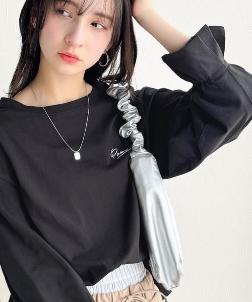 classical elf 綿100%英字胸刺繍キャンディースリーブシルケットカットソーce1260394 ブラック L ウィメンズインナー_CE クラシカルエルフ 321763 and ST アンドエスティ(旧ドットエスティ) classical elf 綿100%英字胸刺繍キャンディースリーブシルケットカットソーce1260394 ブラック L ウィメンズインナー_CE クラシカルエルフ 321763 and ST アンドエスティ(旧ドットエスティ)