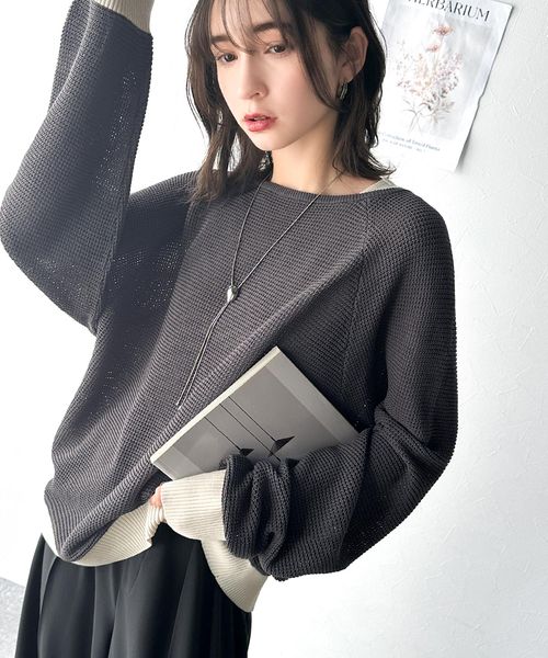classical elf オーバーサイズワッフル編みドルマン袖トップス(長袖) ライトグレー XL ウィメンズインナー_CE クラシカルエルフ 321790 and ST アンドエスティ(旧ドットエスティ) classical elf オーバーサイズワッフル編みドルマン袖トップス(長袖) ライトグレー XL ウィメンズインナー_CE クラシカルエルフ 321790 and ST アンドエスティ(旧ドットエスティ)