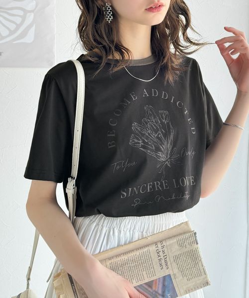classical elf トレンドのディテールが魅力。シルケットフラワーカーブロゴリンガー半袖Tシャツce1020196 グレー S ウィメンズインナー_CE クラシカルエルフ 321795 and ST アンドエスティ(旧ドットエスティ) classical elf トレンドのディテールが魅力。シルケットフラワーカーブロゴリンガー半袖Tシャツce1020196 グレー S ウィメンズインナー_CE クラシカルエルフ 321795 and ST アンドエスティ(旧ドットエスティ)