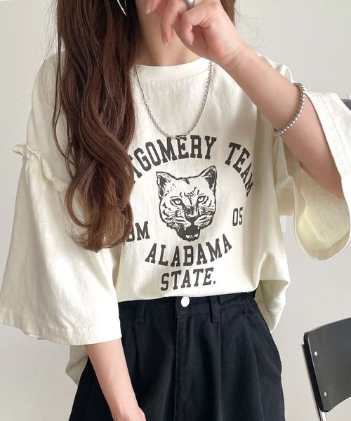 classical elf 甘さも強さもこの一枚で。綿100%袖フリル×ピグメントカレッジTシャツce1020221 ホワイト XL ウィメンズインナー_CE クラシカルエルフ 321808 and ST アンドエスティ(旧ドットエスティ) classical elf 甘さも強さもこの一枚で。綿100%袖フリル×ピグメントカレッジTシャツce1020221 ホワイト XL ウィメンズインナー_CE クラシカルエルフ 321808 and ST アンドエスティ(旧ドットエスティ)