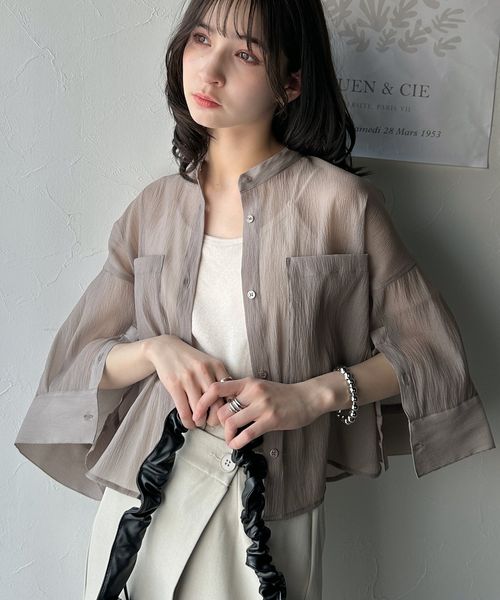 classical elf ゆるっと大人の余裕。ワイドハーフスリーブシアーバンドカラーショートシャツ(半袖)ce1110098 ライトグレー L ウィメンズインナー_CE クラシカルエルフ 321815 and ST アンドエスティ(旧ドットエスティ) classical elf ゆるっと大人の余裕。ワイドハーフスリーブシアーバンドカラーショートシャツ(半袖)ce1110098 ライトグレー L ウィメンズインナー_CE クラシカルエルフ 321815 and ST アンドエスティ(旧ドットエスティ)