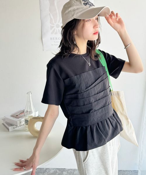 classical elf 簡単おしゃれが叶う。Tシャツ×ビスチェドッキング半袖トップスce1260345 ブラック S ウィメンズインナー_CE クラシカルエルフ 321834 and ST アンドエスティ(旧ドットエスティ) classical elf 簡単おしゃれが叶う。Tシャツ×ビスチェドッキング半袖トップスce1260345 ブラック S ウィメンズインナー_CE クラシカルエルフ 321834 and ST アンドエスティ(旧ドットエスティ)