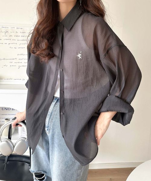 classical elf シアーなゆるシルエット。胸ワンポイント刺繍ビッグシアーシャツce1110099 ブラック L ウィメンズインナー_CE クラシカルエルフ 321841 and ST アンドエスティ(旧ドットエスティ) classical elf シアーなゆるシルエット。胸ワンポイント刺繍ビッグシアーシャツce1110099 ブラック L ウィメンズインナー_CE クラシカルエルフ 321841 and ST アンドエスティ(旧ドットエスティ)
