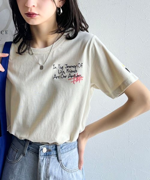 classical elf オーガニックコットン100%らくがき風刺繍 無地&ボーダー柄半袖Tシャツce1260396 オフホワイト L ウィメンズインナー_CE クラシカルエルフ 321879 and ST アンドエスティ(旧ドットエスティ) classical elf オーガニックコットン100%らくがき風刺繍 無地&ボーダー柄半袖Tシャツce1260396 オフホワイト L ウィメンズインナー_CE クラシカルエルフ 321879 and ST アンドエスティ(旧ドットエスティ)