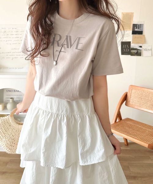 classical elf 垢抜けた大人カジュアル。オーガニックコットン100%フロッキーロゴプリントTシャツce1260398 ライトグレー XL ウィメンズインナー_CE クラシカルエルフ 321881 and ST アンドエスティ(旧ドットエスティ) classical elf 垢抜けた大人カジュアル。オーガニックコットン100%フロッキーロゴプリントTシャツce1260398 ライトグレー XL ウィメンズインナー_CE クラシカルエルフ 321881 and ST アンドエスティ(旧ドットエスティ)